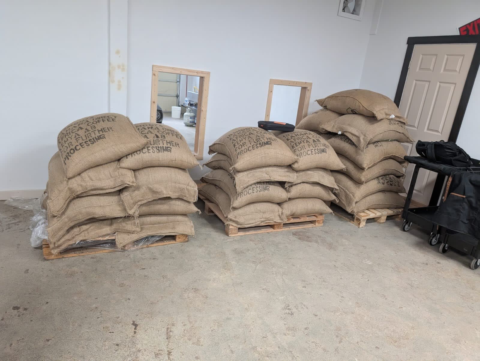 Jute sacks on pallets