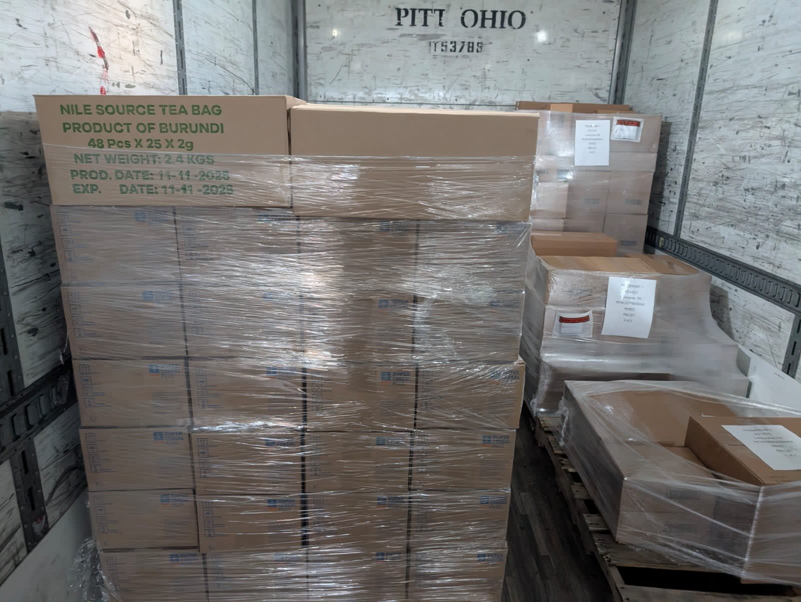Nile Source tea — palletised