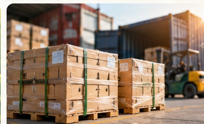 Packaged goods prepared for export logistics