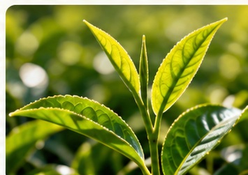 Fresh green tea leaves